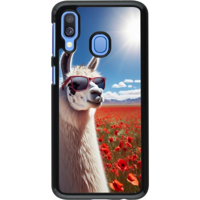 Samsung Galaxy A40 Case Hülle - Lama Chic in Mohnblume