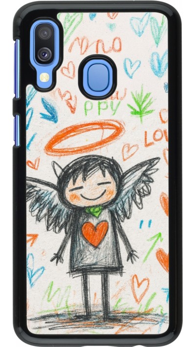Samsung Galaxy A40 Case Hülle - Little Angel Sketch Love