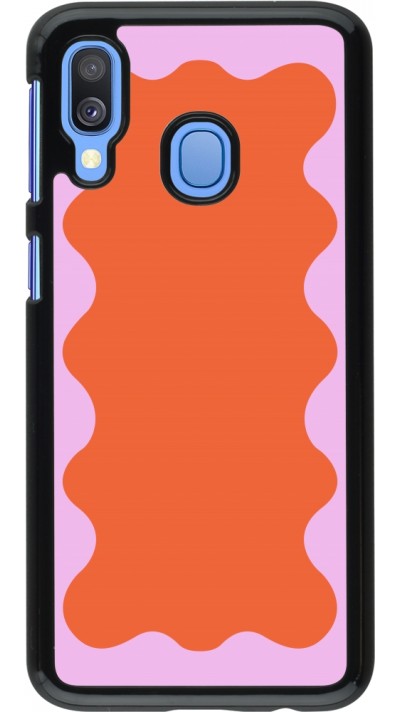 Samsung Galaxy A40 Case Hülle - Wavy Rectangle Orange Pink