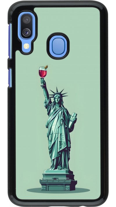 Coque Samsung Galaxy A40 - Wine Statue de la liberté avec un verre de vin