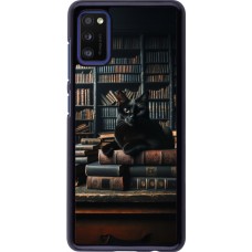 Samsung Galaxy A41 Case Hülle - Katze Bücher dunkel
