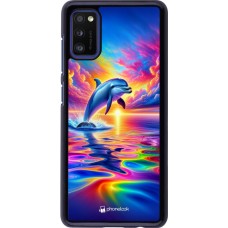 Samsung Galaxy A41 Case Hülle - Glücklicher Regenbogen-Delfin