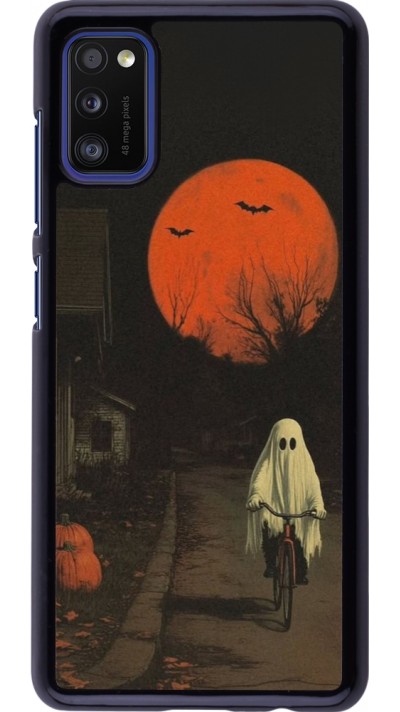 Samsung Galaxy A41 Case Hülle - Halloween 2025 Ghost on a bicycle