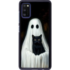 Samsung Galaxy A41 Case Hülle - Halloween 2025 Ghost with black cat