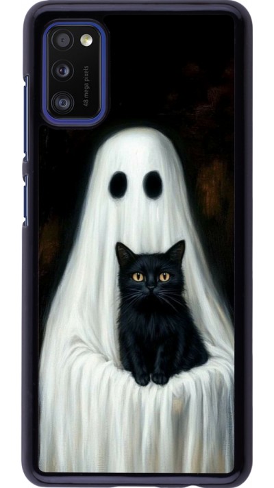 Samsung Galaxy A41 Case Hülle - Halloween 2025 Ghost with black cat