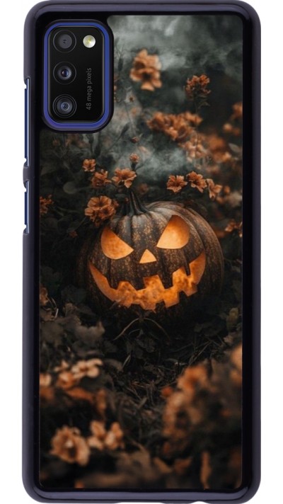 Samsung Galaxy A41 Case Hülle - Halloween 2025 Pumpkin with flowers