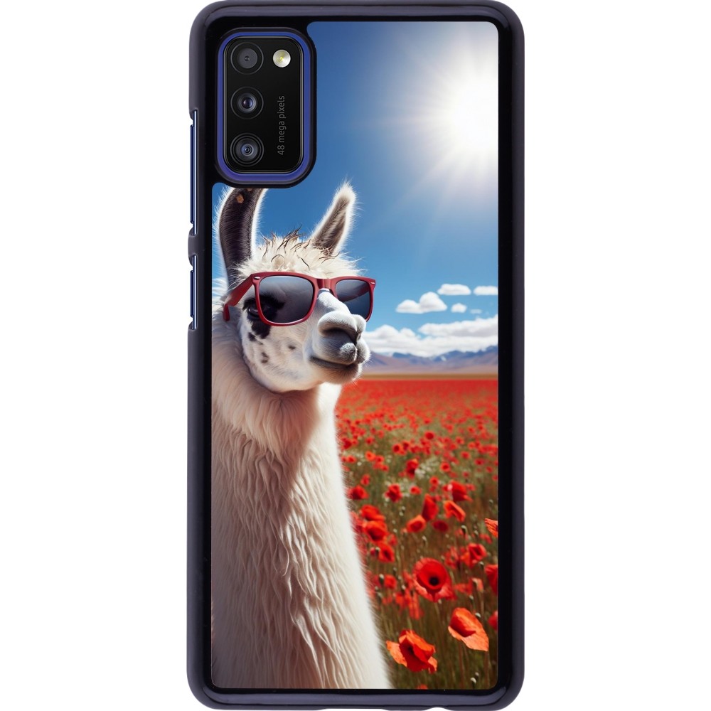 Samsung Galaxy A41 Case Hülle - Lama Chic in Mohnblume