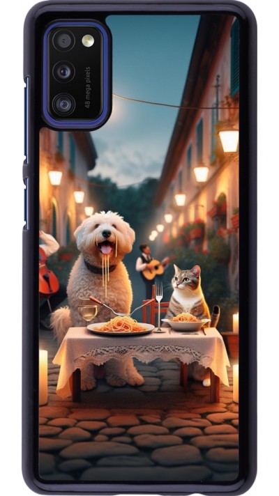 Samsung Galaxy A41 Case Hülle - Valentin 2024 Hund & Katze Kerzenlicht