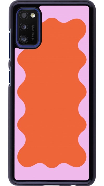 Samsung Galaxy A41 Case Hülle - Wavy Rectangle Orange Pink