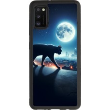 Samsung Galaxy A41 Case Hülle - Silikon schwarz Schwarze Katze unter dem Vollmond