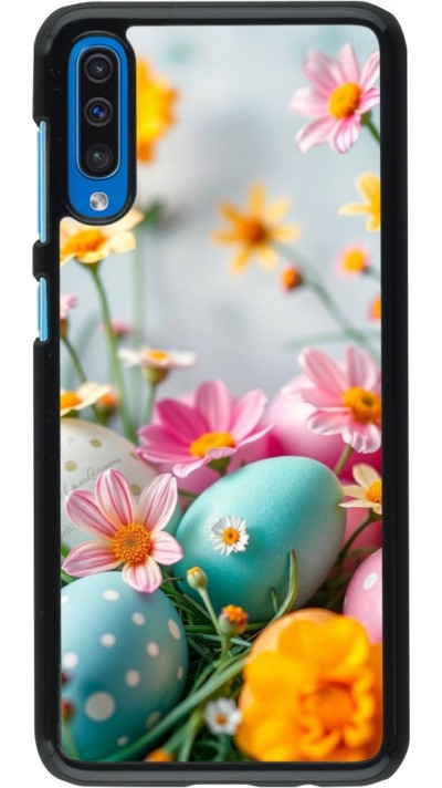 Samsung Galaxy A50 Case Hülle - Easter 2026 Eggs with flowers