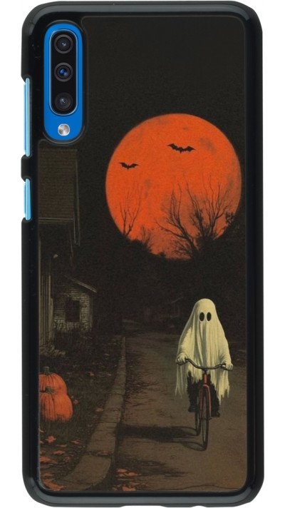 Samsung Galaxy A50 Case Hülle - Halloween 2025 Ghost on a bicycle Samsung Galaxy A50 Case Hülle - Halloween 2025 Ghost on a bicycle