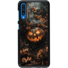 Samsung Galaxy A50 Case Hülle - Halloween 2025 Pumpkin with flowers