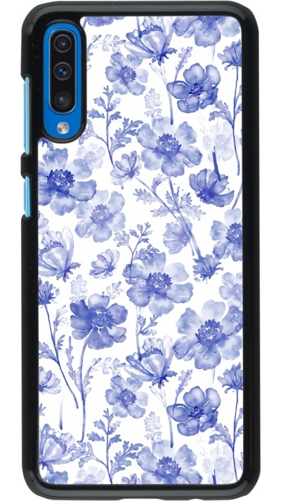 Samsung Galaxy A50 Case Hülle - Spring 23 watercolor blue flowers