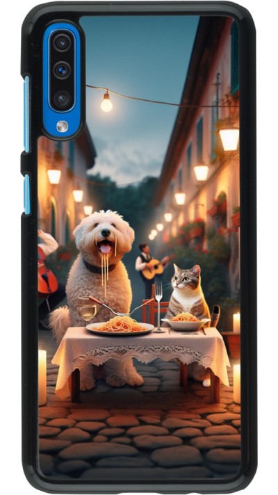 Samsung Galaxy A50 Case Hülle - Valentin 2024 Hund & Katze Kerzenlicht