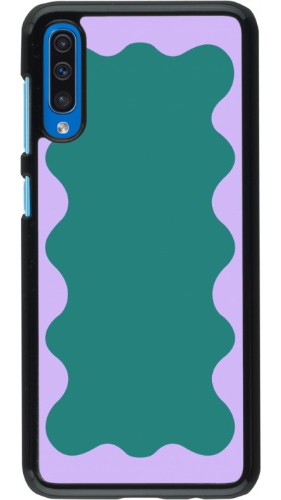 Samsung Galaxy A50 Case Hülle - Wavy Rectangle Green Purple