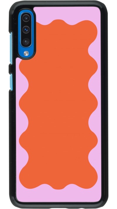 Samsung Galaxy A50 Case Hülle - Wavy Rectangle Orange Pink