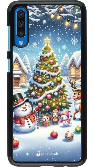 Samsung Galaxy A50 Case Hülle - Weihnachten 2023 Schneemann und Tannenbaum