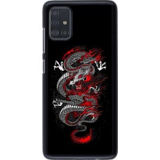 Samsung Galaxy A51 Case Hülle - Japanese style Dragon Tattoo Red Black
