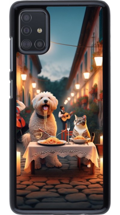 Samsung Galaxy A51 Case Hülle - Valentin 2024 Hund & Katze Kerzenlicht