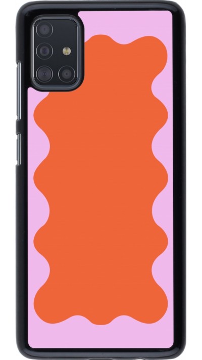 Samsung Galaxy A51 Case Hülle - Wavy Rectangle Orange Pink