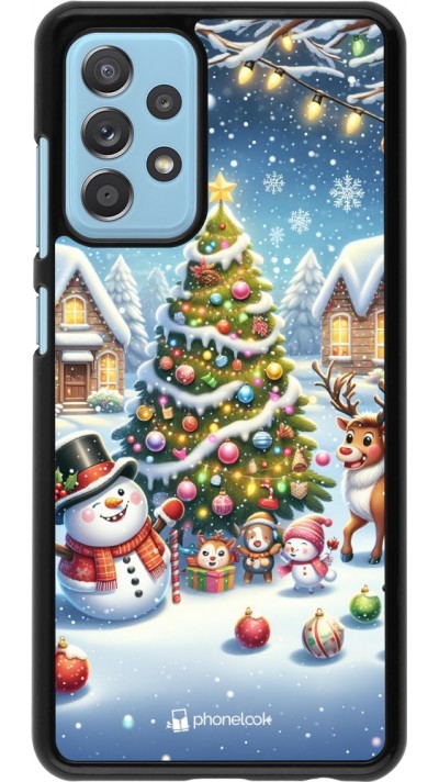 Samsung Galaxy A52 Case Hülle - Weihnachten 2023 Schneemann und Tannenbaum
