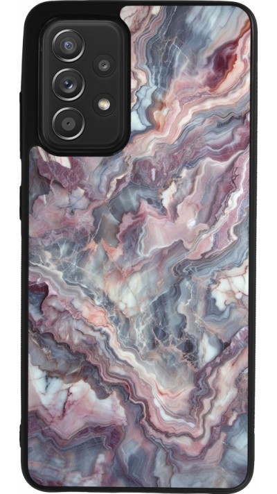 Samsung Galaxy A52 Case Hülle - Silikon schwarz Violetter silberner Marmor