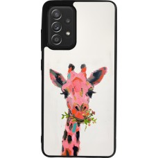 Samsung Galaxy A52 Case Hülle - Silikon schwarz Pink Girafe Paint