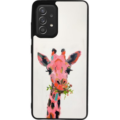 Samsung Galaxy A52 Case Hülle - Silikon schwarz Pink Girafe Paint