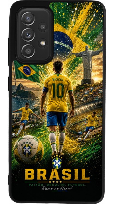 Samsung Galaxy A52 Case Hülle - Silikon schwarz Fussball Brasilien splash 2026