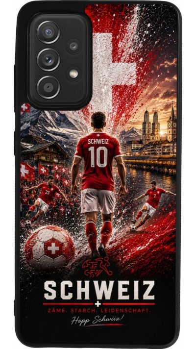 Samsung Galaxy A52 Case Hülle - Silikon schwarz Fussball Schweiz splash 2026