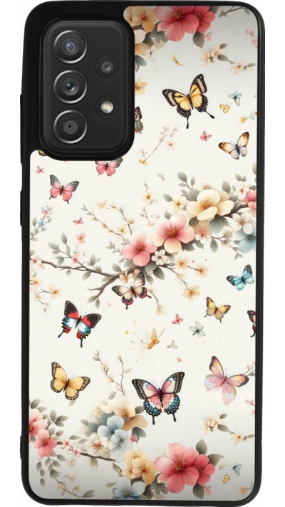 Coque Samsung Galaxy A52 - Silicone rigide noir Spring 25 Papillons Légers