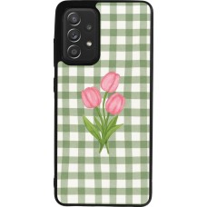 Samsung Galaxy A52 Case Hülle - Silikon schwarz Green vichy tulips Spring 2026