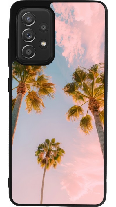 Coque Samsung Galaxy A52 - Silicone rigide noir Summer 2025 Palmiers