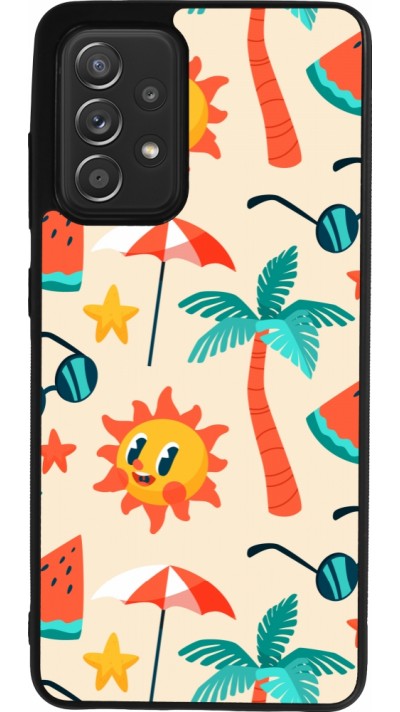 Coque Samsung Galaxy A52 - Silicone rigide noir Summer 2025 Pattern soleil