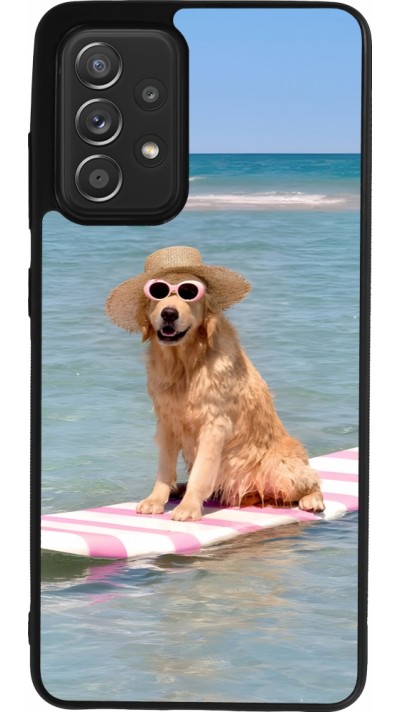 Coque Samsung Galaxy A52 - Silicone rigide noir Summer Dog on Paddle