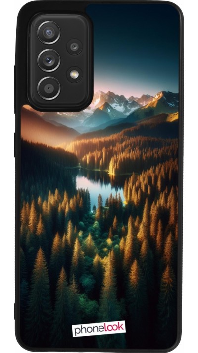 Coque Samsung Galaxy A52 - Silicone rigide noir Sunset Forest Lake