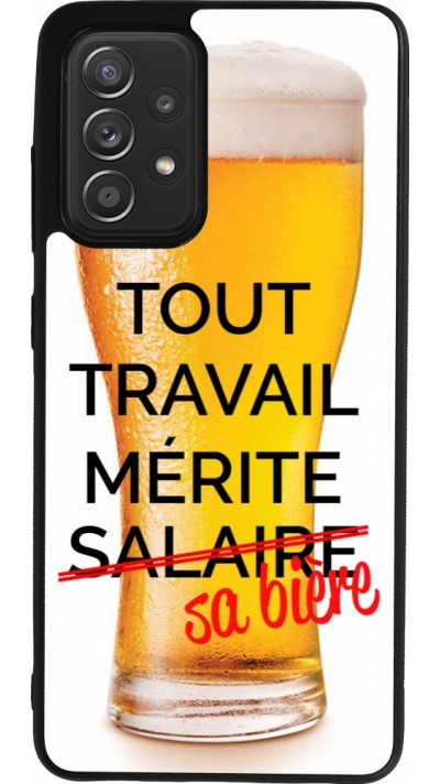 Coque Samsung Galaxy A52 - Silicone rigide noir Tout travail mérite sa bière