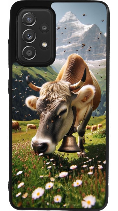 Coque Samsung Galaxy A52 - Silicone rigide noir Vache montagne Valais