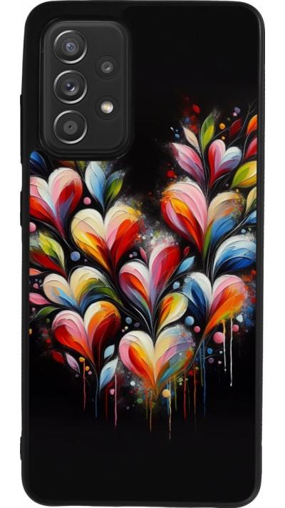 Coque Samsung Galaxy A52 - Silicone rigide noir Valentine 2024 Coeur Noir Abstrait