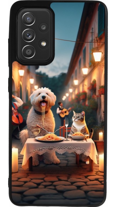 Coque Samsung Galaxy A52 - Silicone rigide noir Valentine 2024 Dog & Cat Candlelight