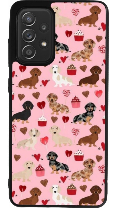 Samsung Galaxy A52 Case Hülle - Silikon schwarz Valentine 2024 puppy love