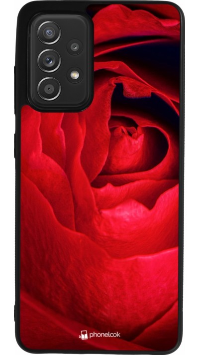 Samsung Galaxy A52 Case Hülle - Silikon schwarz Valentine 2022 Rose