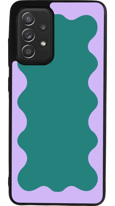 Samsung Galaxy A52 Case Hülle - Silikon schwarz Wavy Rectangle Green Purple