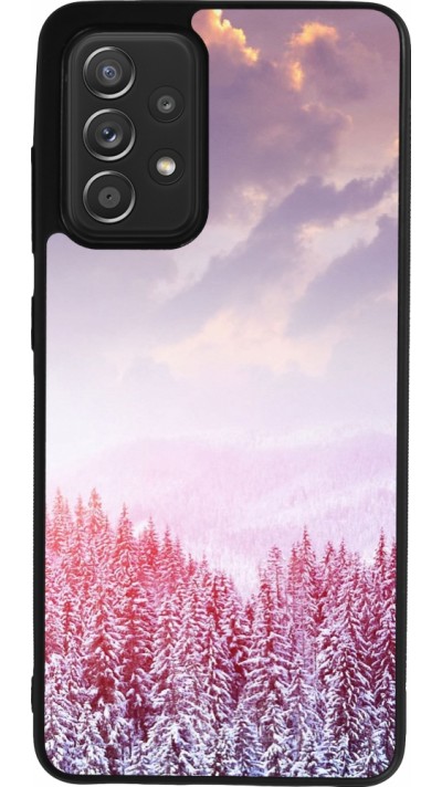 Samsung Galaxy A52 Case Hülle - Silikon schwarz Winter 22 Pink Forest