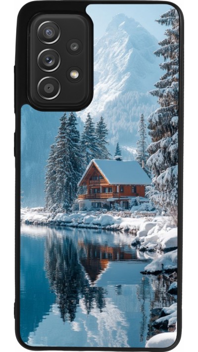 Samsung Galaxy A52 Case Hülle - Silikon schwarz Winter 25 Winter house forest day