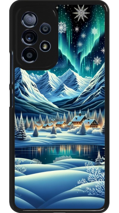 Samsung Galaxy A53 5G Case Hülle - Verschneites Bergdorf am See in der Nacht