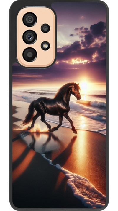Samsung Galaxy A53 5G Case Hülle - Silikon schwarz Pferd majestätisch Strand