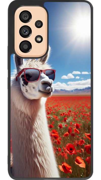 Samsung Galaxy A53 5G Case Hülle - Silikon schwarz Lama Chic in Mohnblume