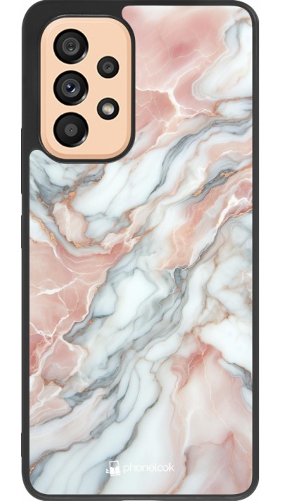 Samsung Galaxy A53 5G Case Hülle - Silikon schwarz Rosa Leuchtender Marmor
